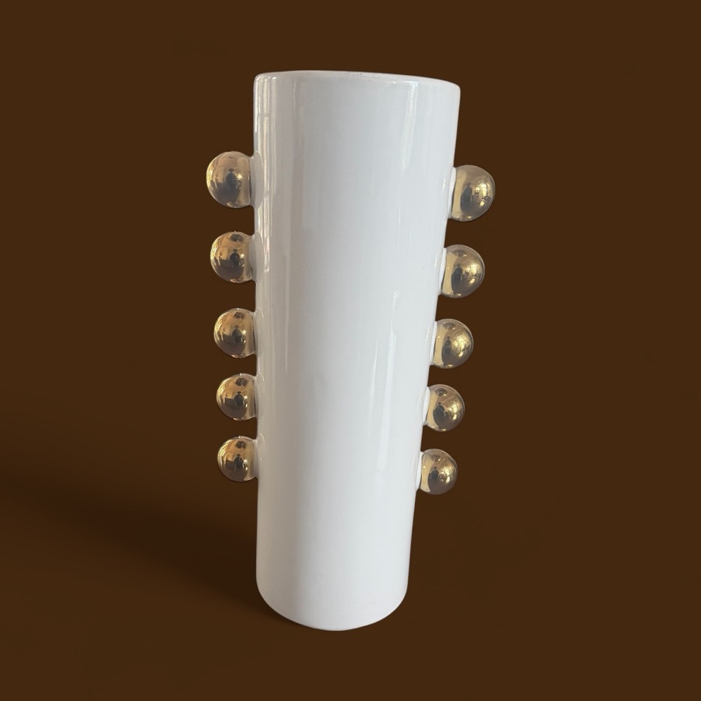 Elegant White Vase with Gold Accents